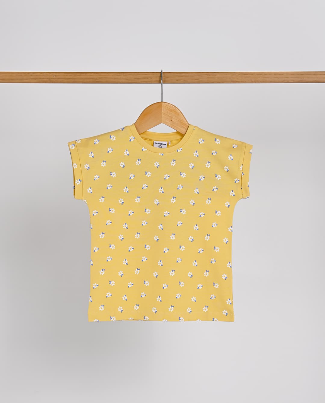 Babies & more Short Sleeve Extender Shoulder Small Floral All Over Print T-Shirt Yellow