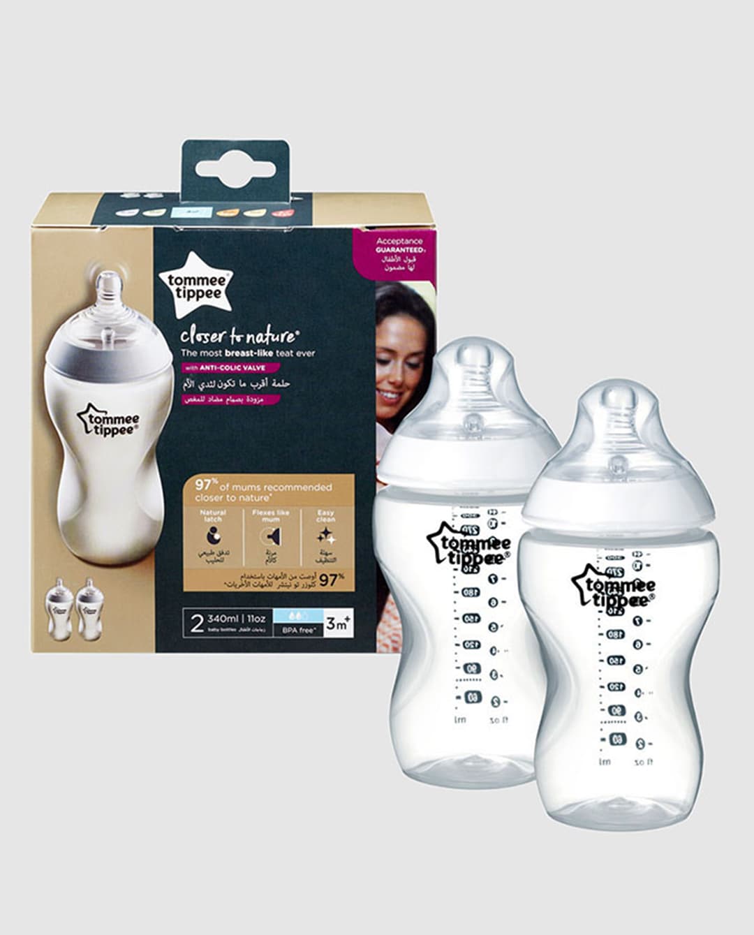 Tommie Tippee 2 340Ml Baby Bottles