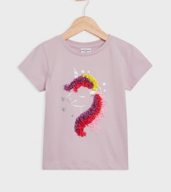 Short Sleeves Girls Emb T-Shirt