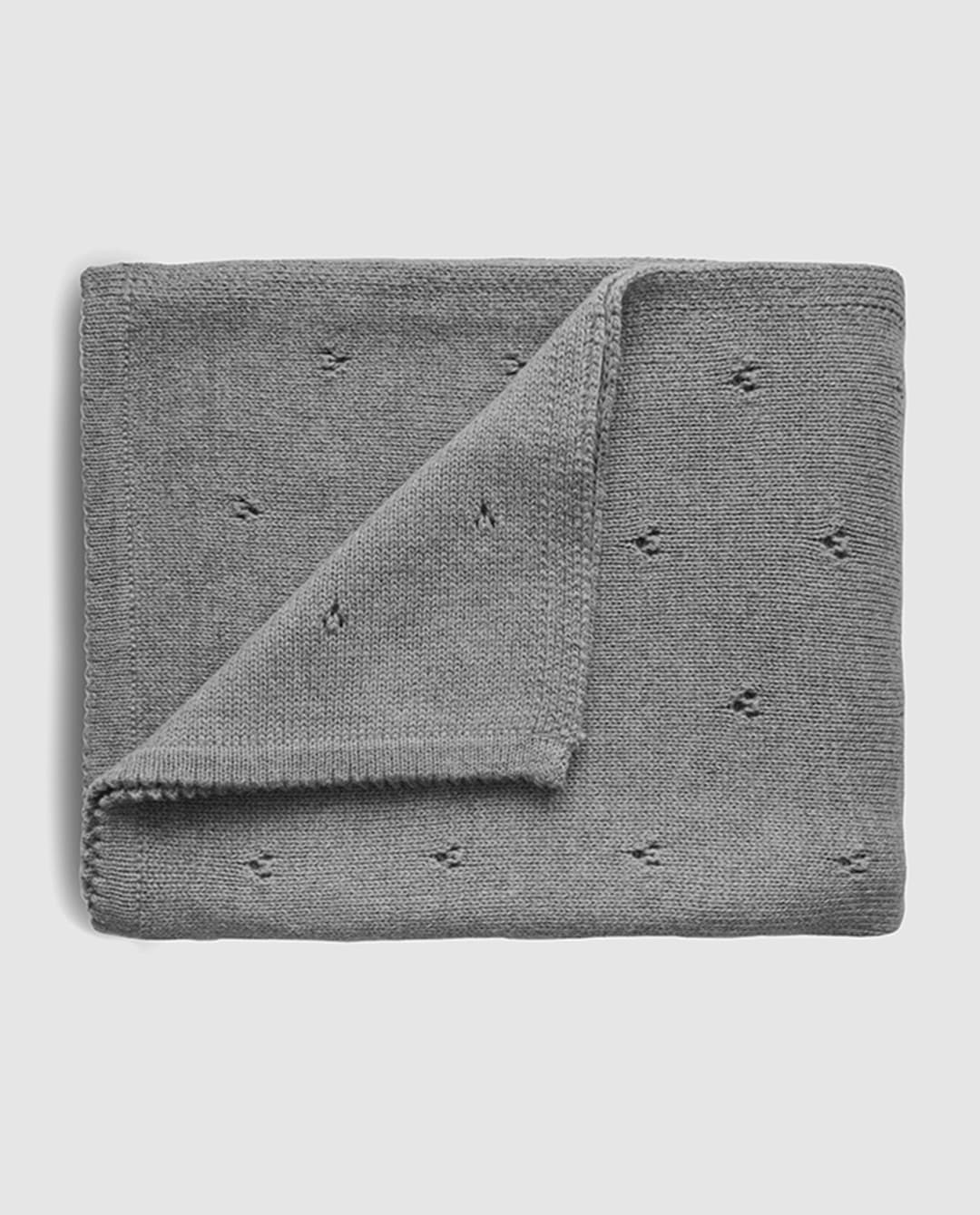 Mushie Knitted Baby Blanket Pointelle Gray Melange