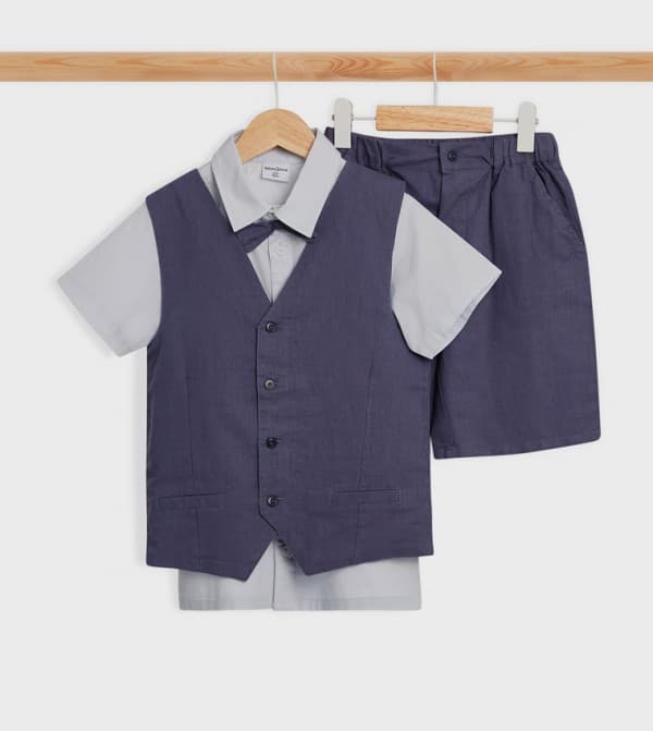 Short Sleeves Vest Shirt And Short Set