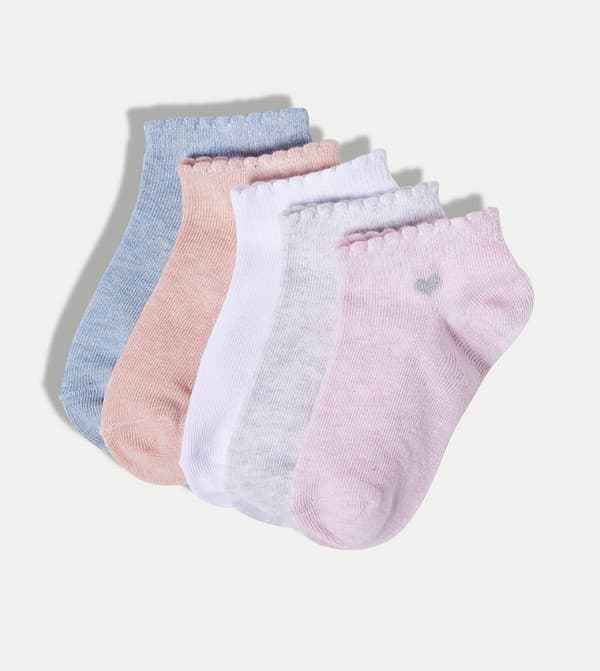 5Pack Girls Fashion Ankle Socks Non-Terry