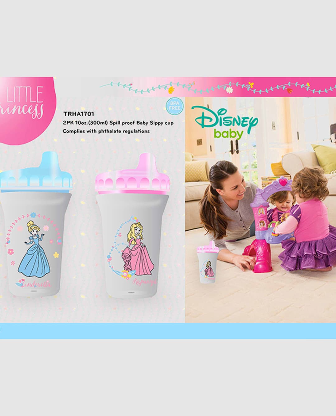 Disney Mickey Mouse Printed Baby Spout Cup With Handle 250Ml